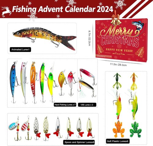 Fishing Advent Calendar 2025 - 24 Days of Bait Surprises with Bionic Lures & Crankbaits | Perfect Christmas Gift for Men & Boys