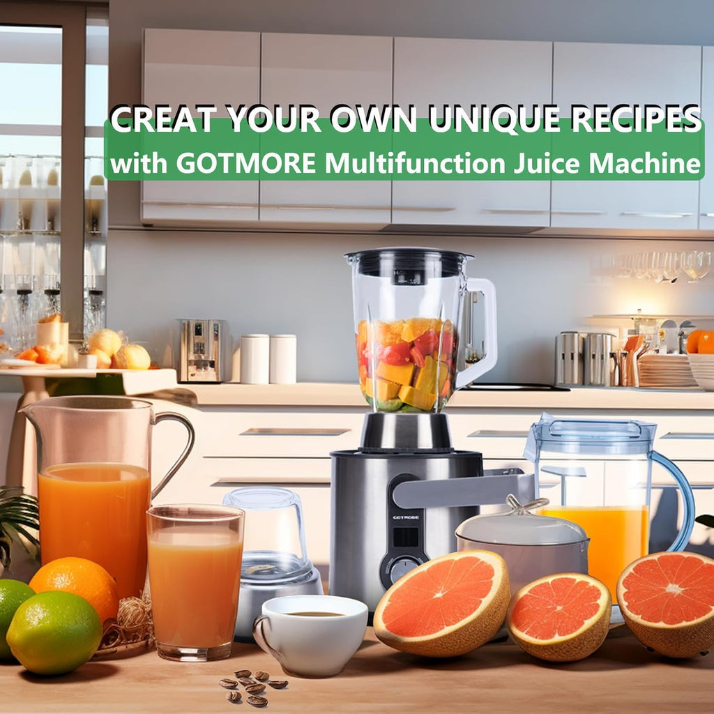 Skiennix Juicer Machine - 3-in-1 Blender & Grinder Combo with 1300W Power | 5 Speeds & LCD Screen