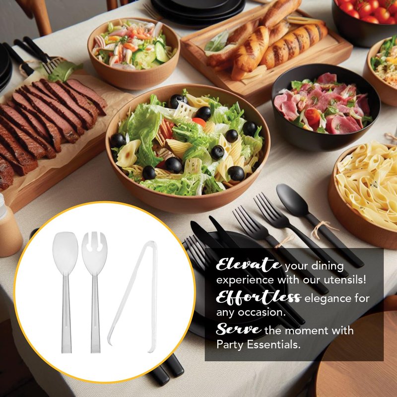 Party Essentials N64 Serving Tongs, 6-1/2", Clear (Pack of 48)