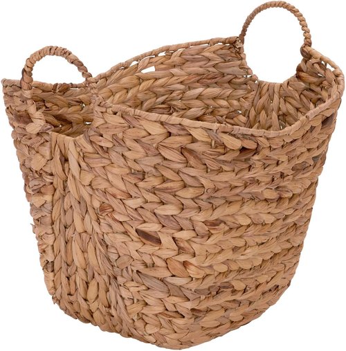 ML-4002 Tall Water Hyacinth Wicker Basket by Household Essentials - Natural Brown with Handles