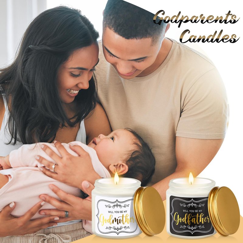 Yiyiring 9 Pcs Godparents Proposal Gift Set Will You Be My Godmother Godfather Glass Cup Scented Candle Cross Bracelet Cards Box from Godchild Baptism Padrino Madrina Uncle Aunt Gifts