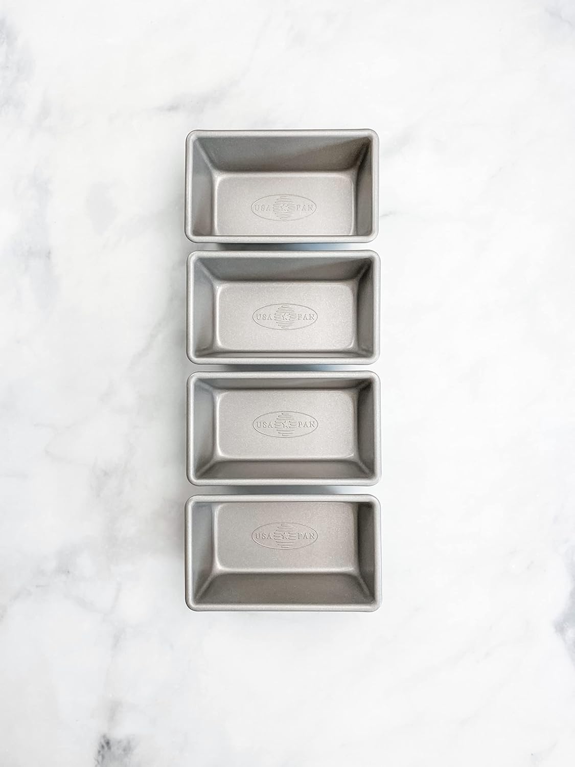 USA Pan Bakeware Nonstick Mini Loaf Pan Set - Durable Aluminized Steel | Set of 4