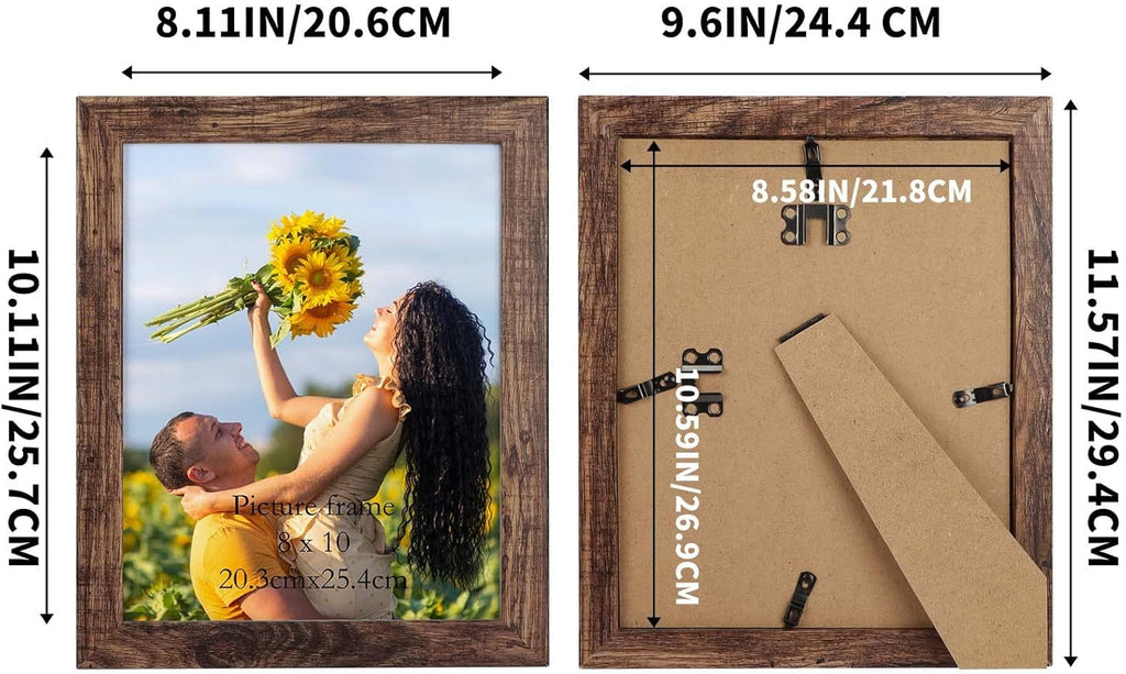 PETAFLOP 8x10 Rustic Picture Frame Set of 7 | Stylish Wall & Tabletop Display for Photos