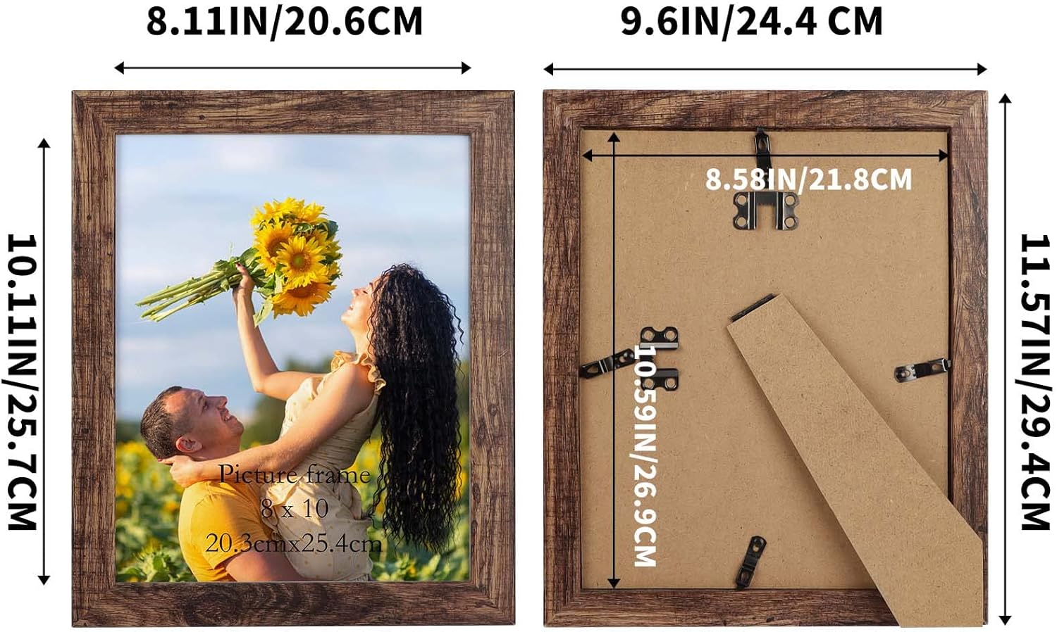 PETAFLOP 8x10 Rustic Picture Frame Set of 7 | Stylish Wall & Tabletop Display for Photos