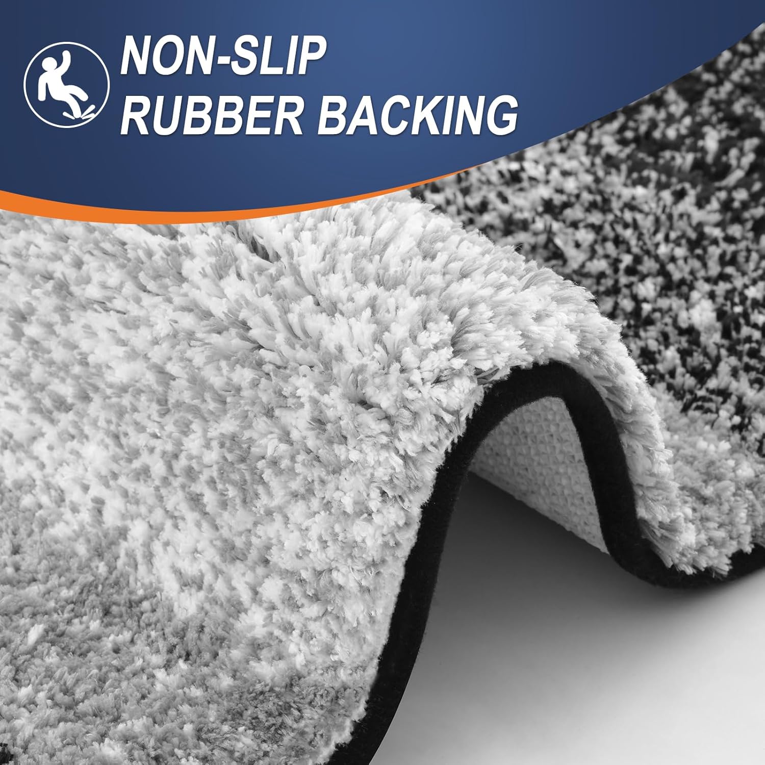 OLANLY Bathroom Runner Rug - Extra Soft Microfiber Mat | Quick Dry, Rubber Backing, 47x20 Inches, Black