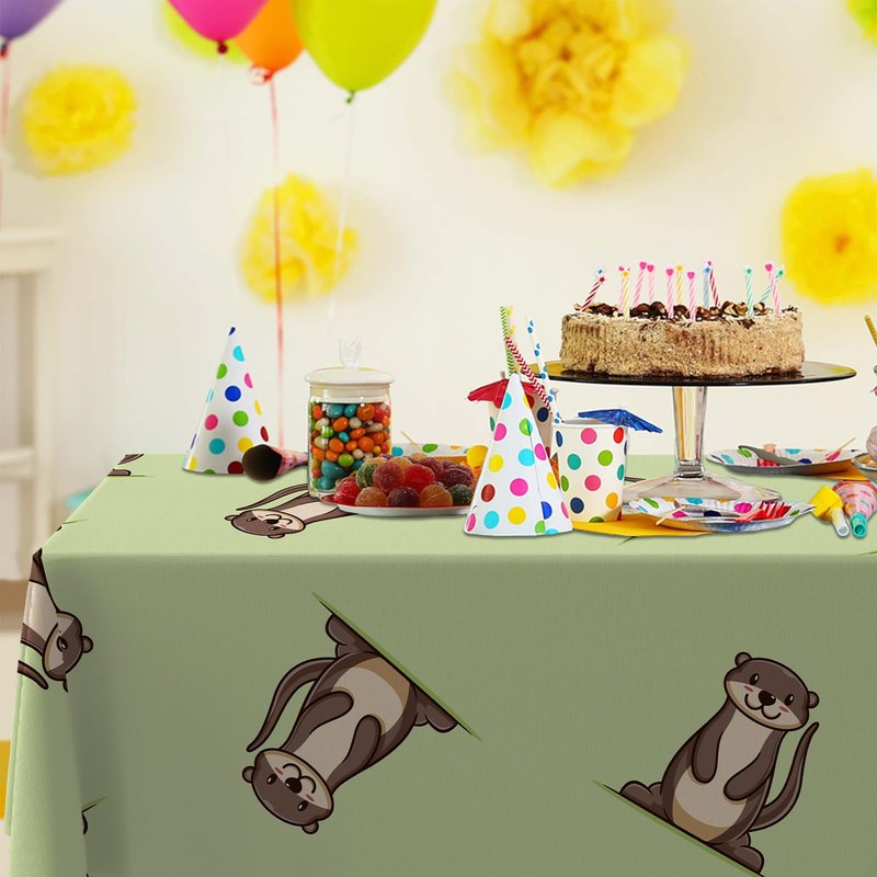 GZBJMYGS Otter Tablecloths Cute Animal Brown Otters Table Cover for Kids Birthday Party Otter Theme Table Cloth Outdoor Indoor Decoration Supplies 53" x 108"