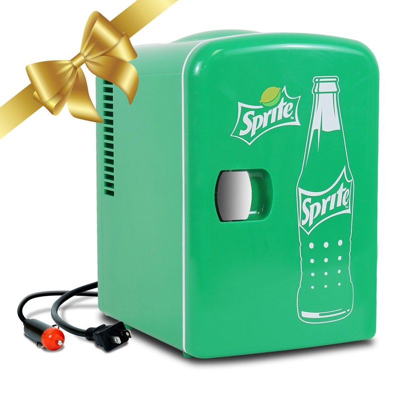 Koolatron Sprite Mini Fridge - 6 Can Refrigerator for Bedroom Office, Portable Table Top Beverage Cooler, 12V 110V Refrigerador For Drinks, Soda, Wines, Use In Car, Dorm, Outdoor, Patio