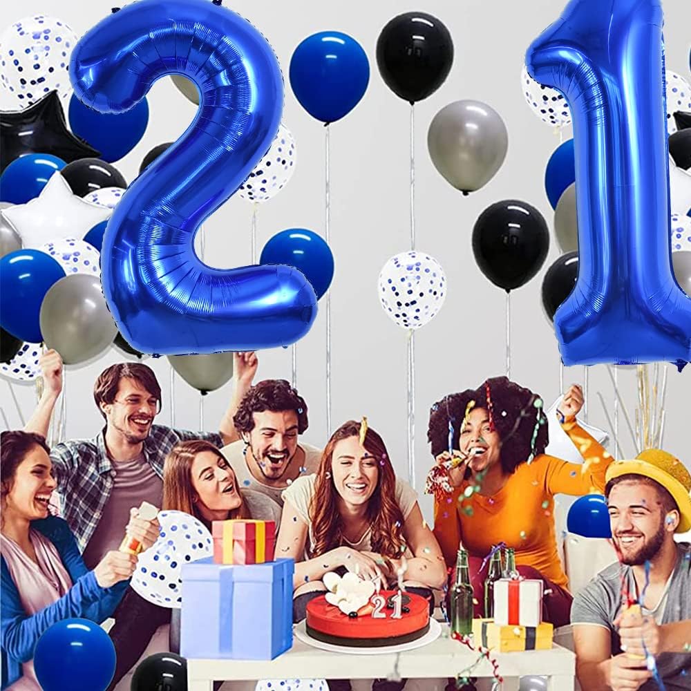 TONIFUL 40-Inch Navy Blue Number 1 Balloon - Large Foil Mylar for Birthday & Engagement Celebrations