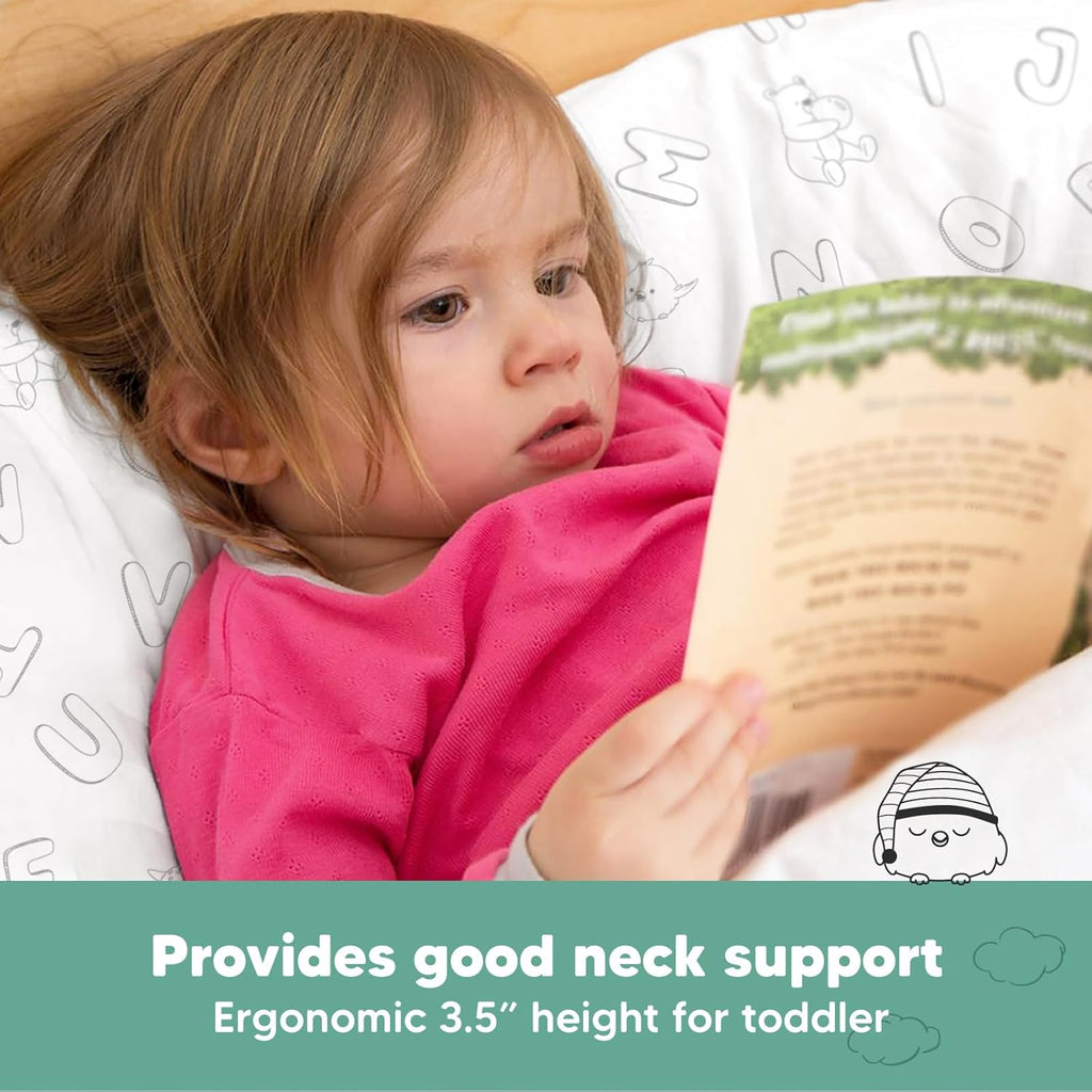My Little Dreamy Toddler Pillow - Soft Organic Cotton Travel Pillow with Case | 13x18 Inches, Machine Washable for Ages 2-5