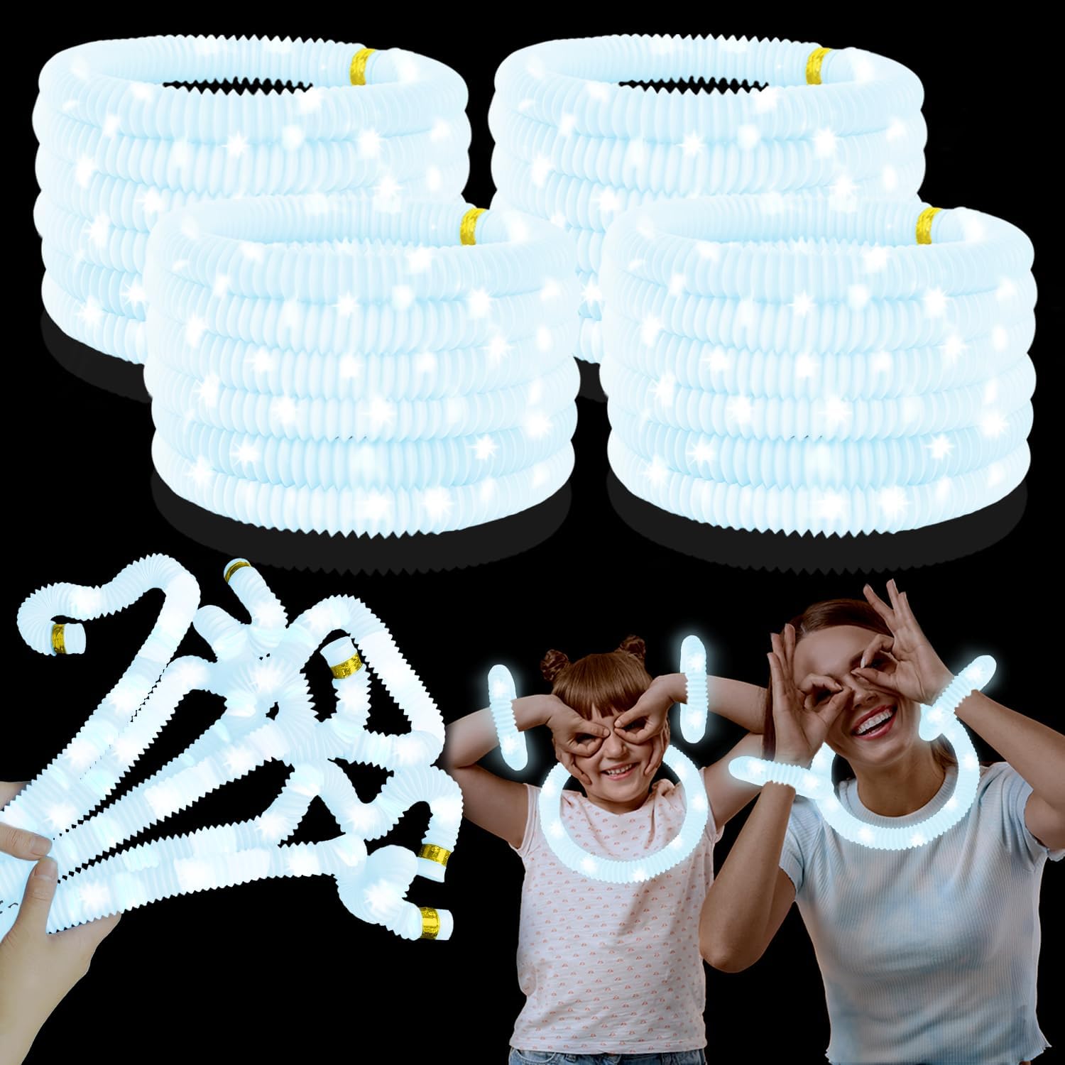 Skiennix Glow Sticks - 12-24 PCS White Party Favors | Fun Necklaces & Bracelets for Kids' Celebrations