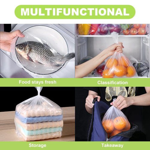 RyhamPaper Food Storage Bags, 1 Roll 16 x 20 Plastic Produce Bag on a Roll Fruits, Vegetable, Bread, Food Storage Clear Bags, 350 Bags