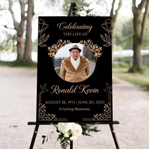 Editable Celebration of Life Welcome Sign - Personalized Memorial Poster for Funeral Service | Modern Remembrance Decor