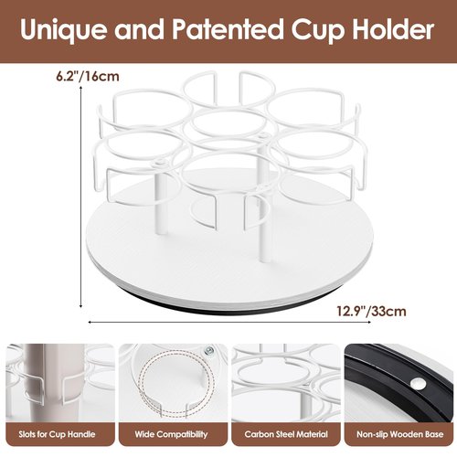 Kssiaz Water Bottle Organizer for Stanley 20/30/40oz, Rotating Stanley Cup Organizer Holder, Bottle Organizer for Stanley Simple Modern Owala Yeti, Tumbler Lazy Susan, White