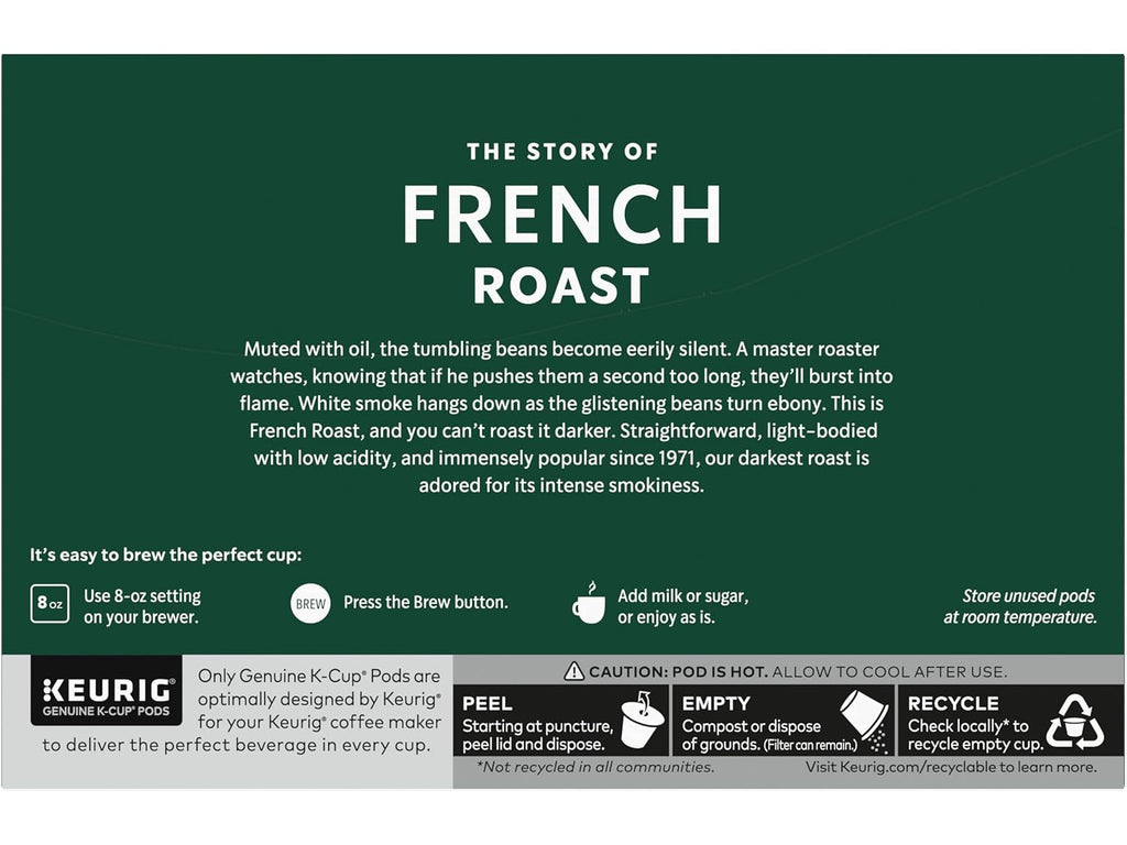 Starbucks French Roast K-Cup Pods - Bold Flavor, 10 Count Pack