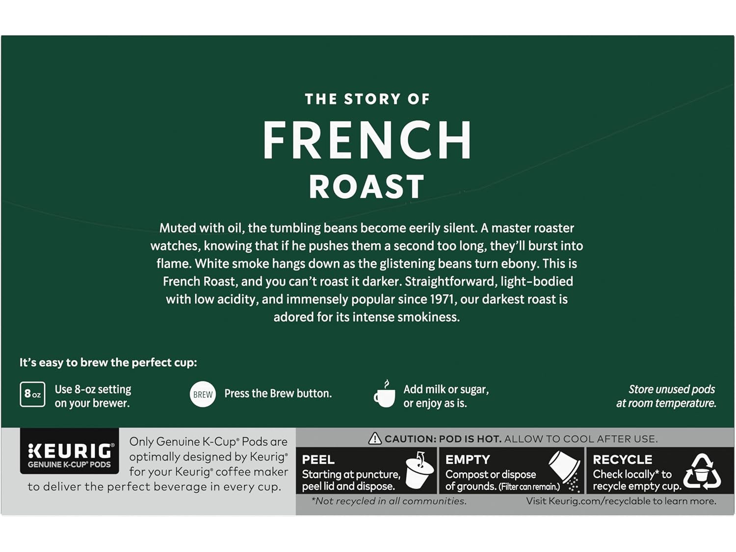 Starbucks French Roast K-Cup Pods - Bold Flavor, 10 Count Pack