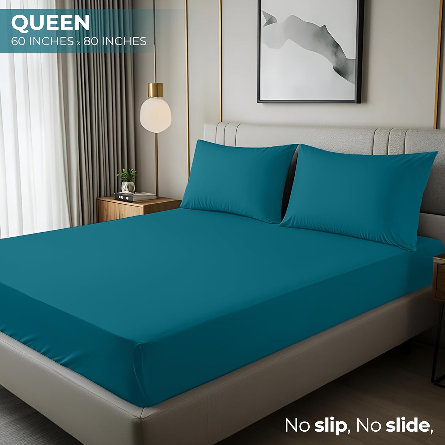 Utopia Bedding Queen Fitted Sheet - Deep Pocket Soft Microfiber - Fade Resistant & Easy Care - Denim Blue