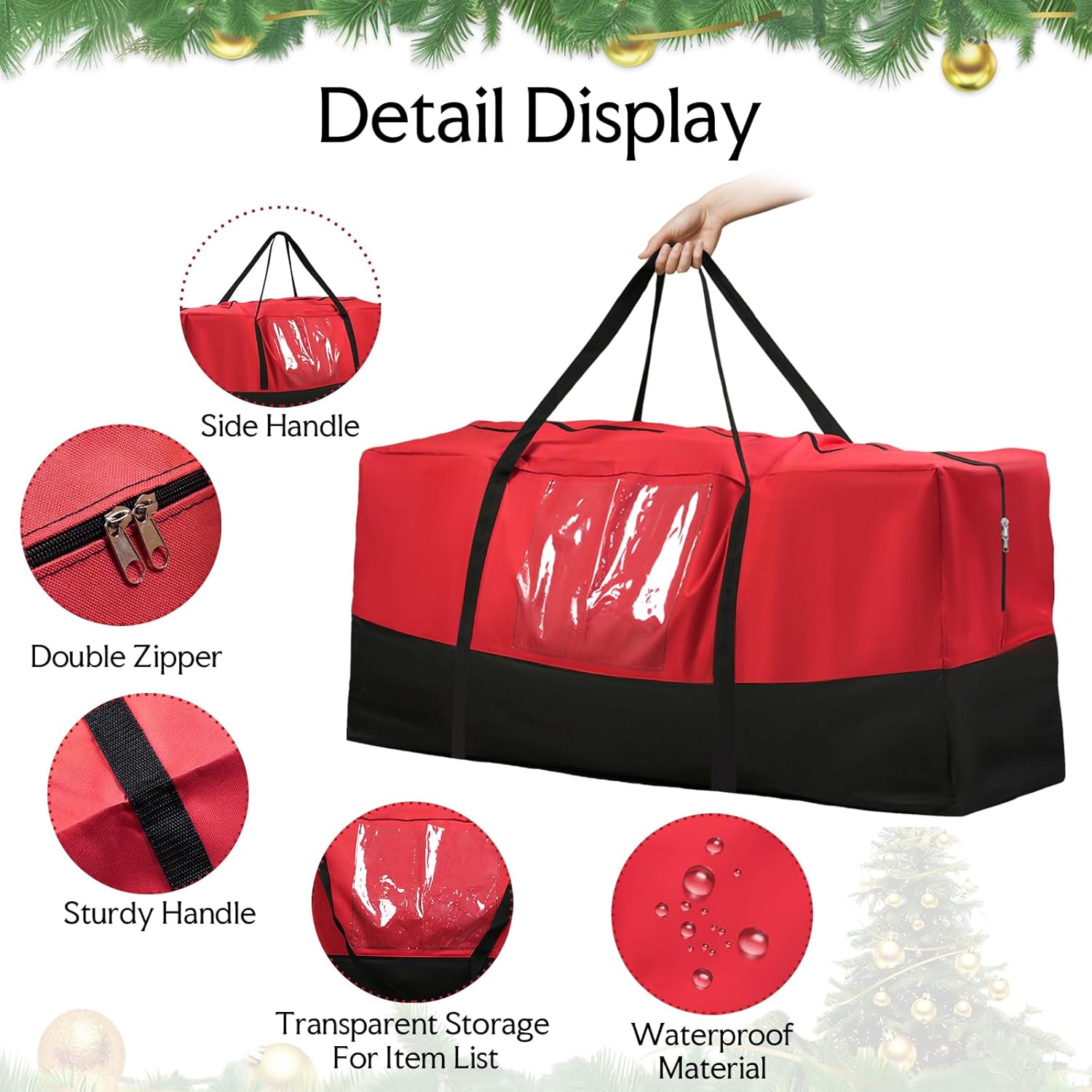 Skiennix Christmas Tree Storage Bag - Fits Up to 8 Ft Tall Trees | Heavy-Duty 600D Oxford Material with Reinforced Handles & Dual Zipper