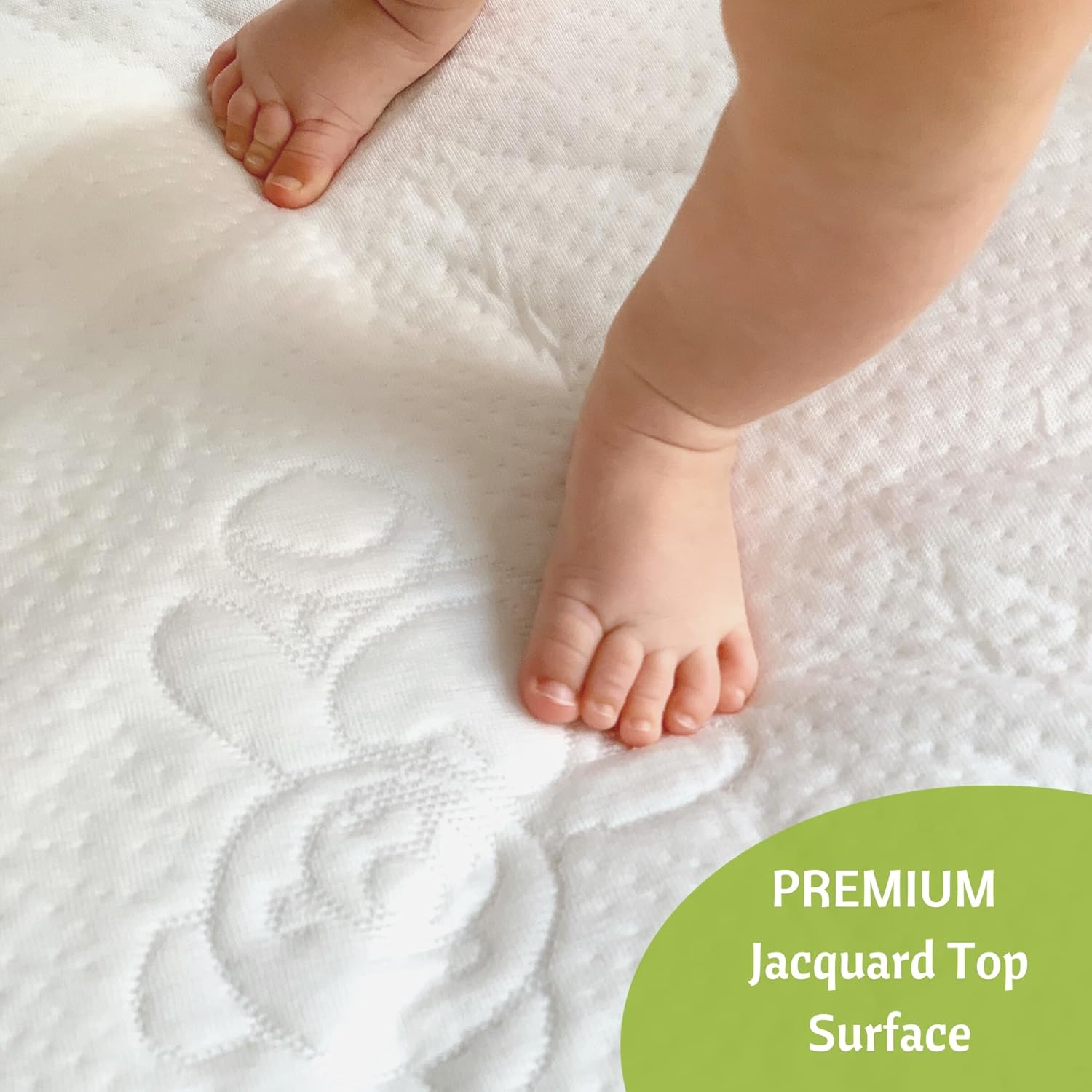 Vesta Baby Crib Mattress Protector - Noiseless Waterproof Pad Cover | Soft Jacquard Bamboo Rayon Fitted Sheet - 52” x 28”