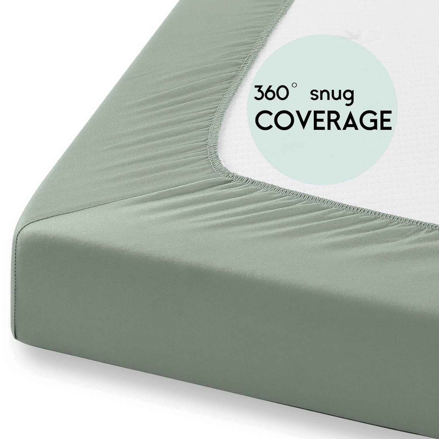 Yoofoss Fitted Pack and Play Sheets - Soft, Breathable Mini Crib Sheets 2-Pack | Apricot & Green
