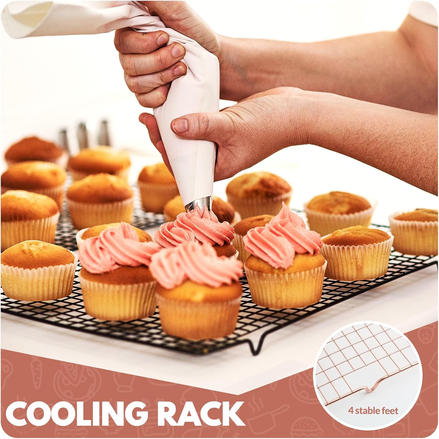 Skiennix Cooling Racks - 2 PCS Stainless Steel Baking Racks, 15x10 Inches, Oven Safe for Sheet Pans