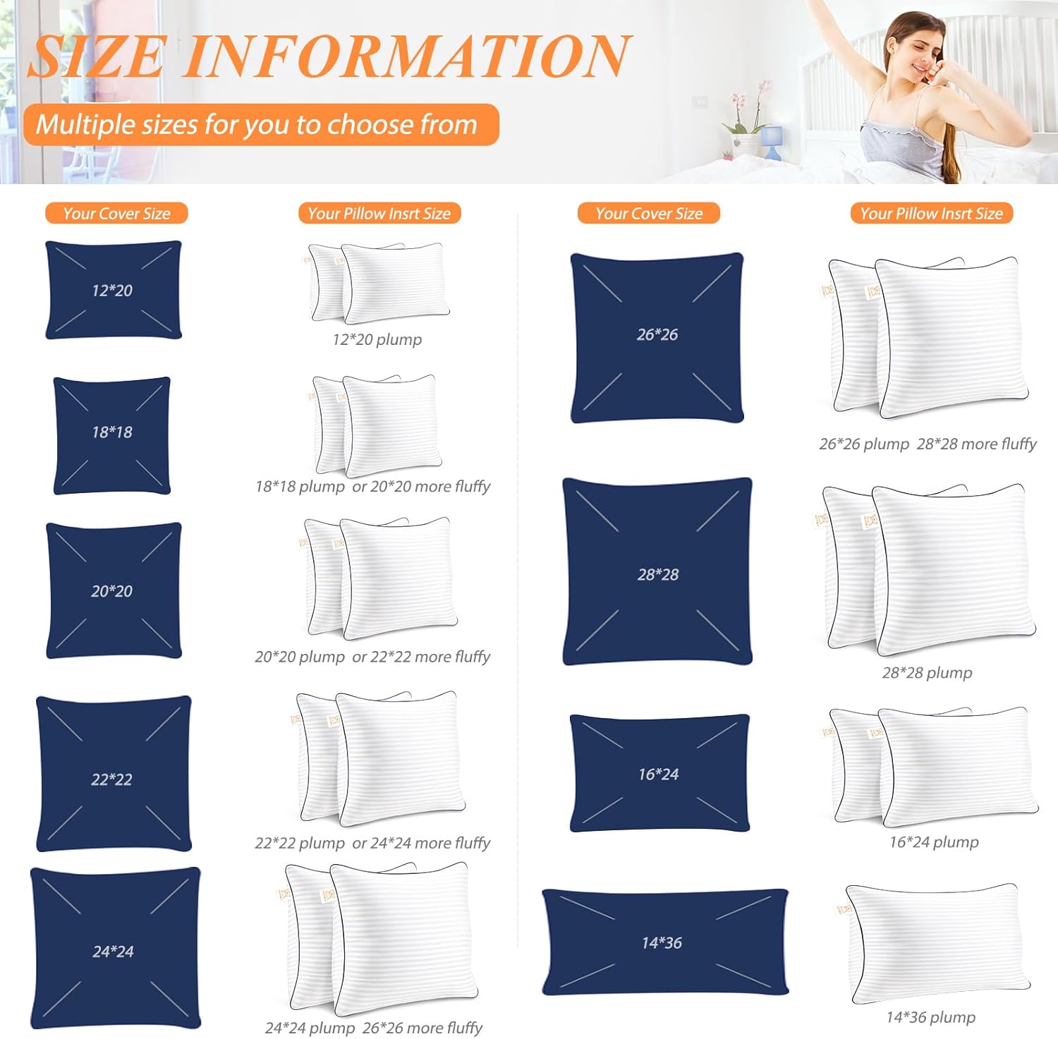 Yettbea Pillow Inserts - Premium Soft Down Alternative Fill | Set of 2, 18x18 Inches, Decorative White Striped Pillows for Couch & Bed