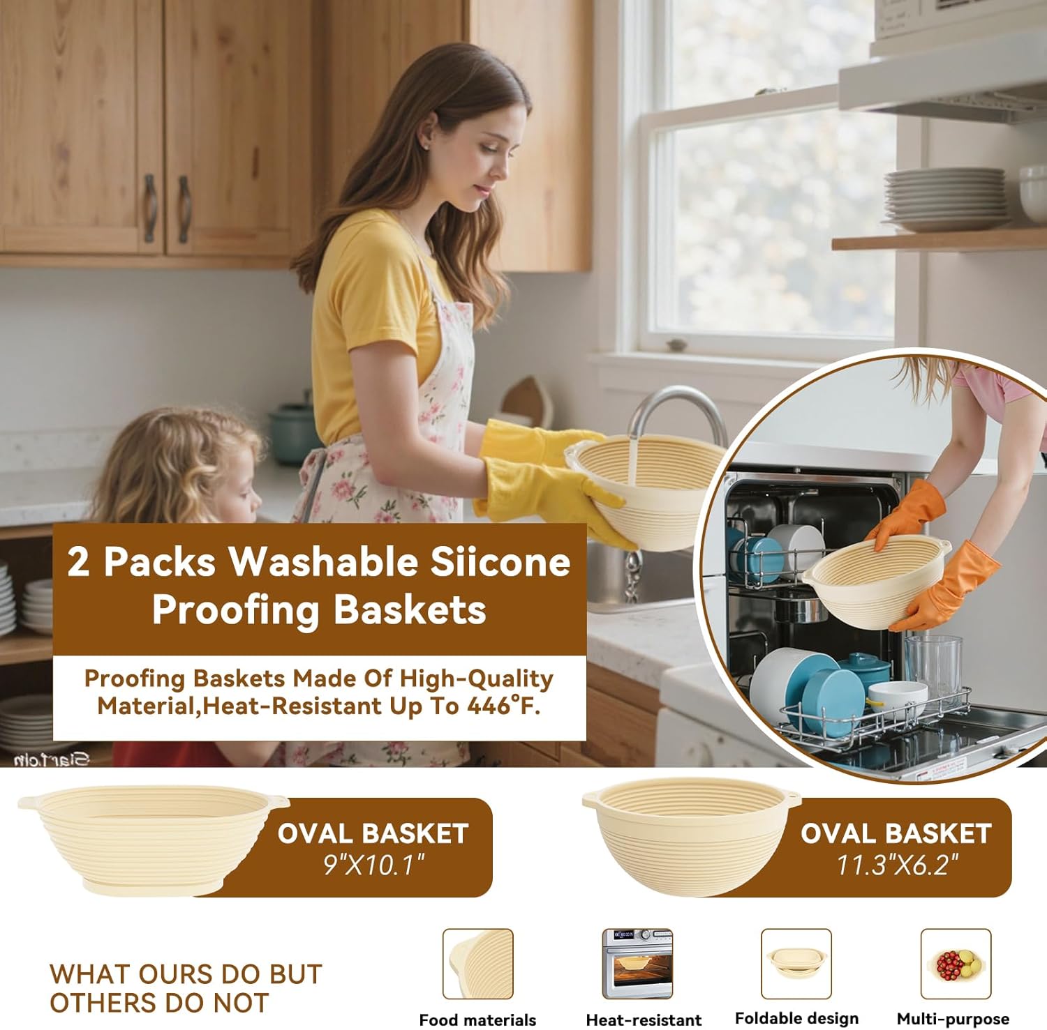 Skiennix 24 PCS Sourdough Starter Kit - Includes 34oz Starter Jar & Silicone Banneton Proofing Baskets