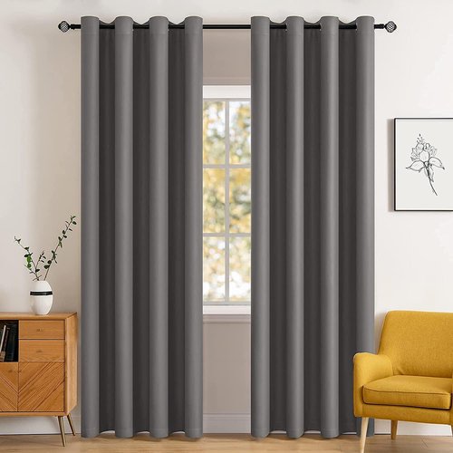 MIULEE Blackout Curtains - 84 Inch Long Thermal Insulated Drapes | Grey Room Darkening Set for Living Room & Bedroom