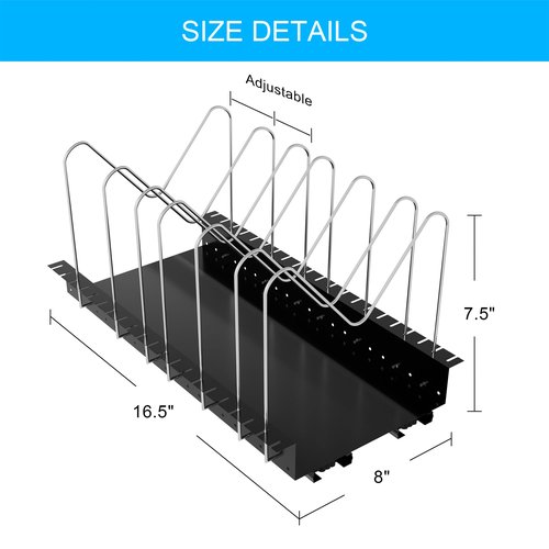 Pull Out Pots and Pans Organizer for Cabinet - Sliding Lid Holder and Pan Rack in Kitchen, Cabinet Pull Out Shelves, Slide Out Cabinet Organizer, Pot Lid, Bakeware and Pan Storage, 16.5"Dx8"Wx7.5"H