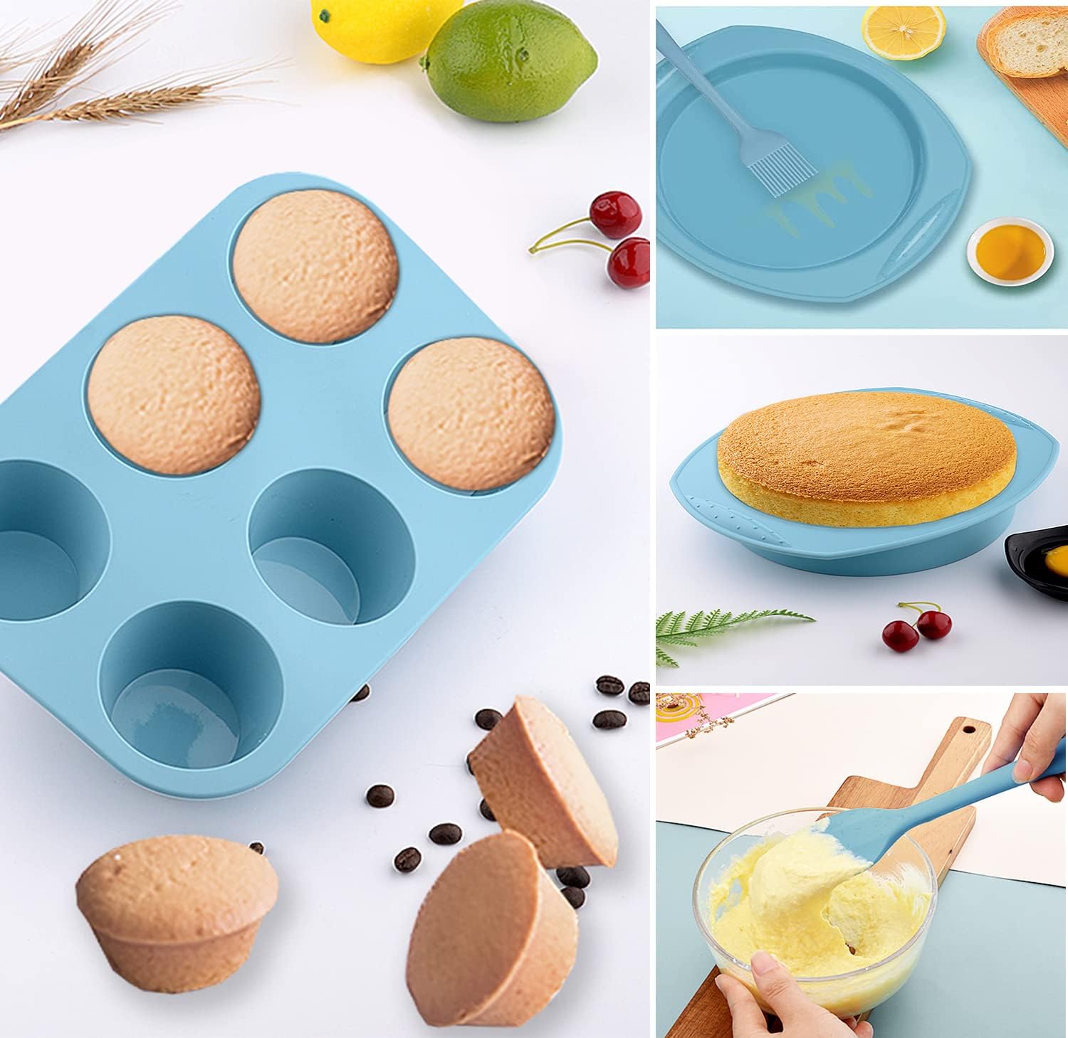 Skiennix 7-in-1 Silicone Bakeware Set - BPA-Free Baking Molds for Cakes, Muffins, and More