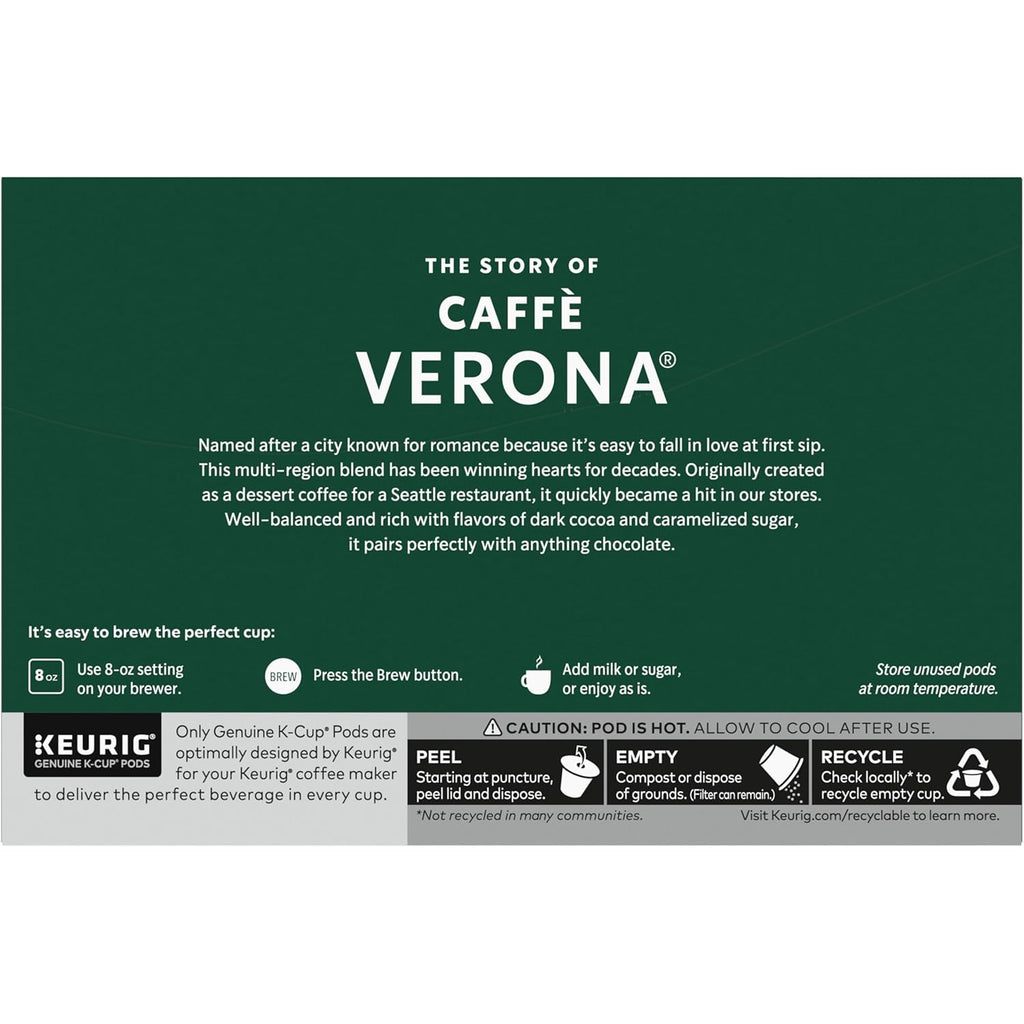 Starbucks K-Cup Coffee Pods - Dark Roast Caffè Verona for Hot or Iced Coffee | 60 Count