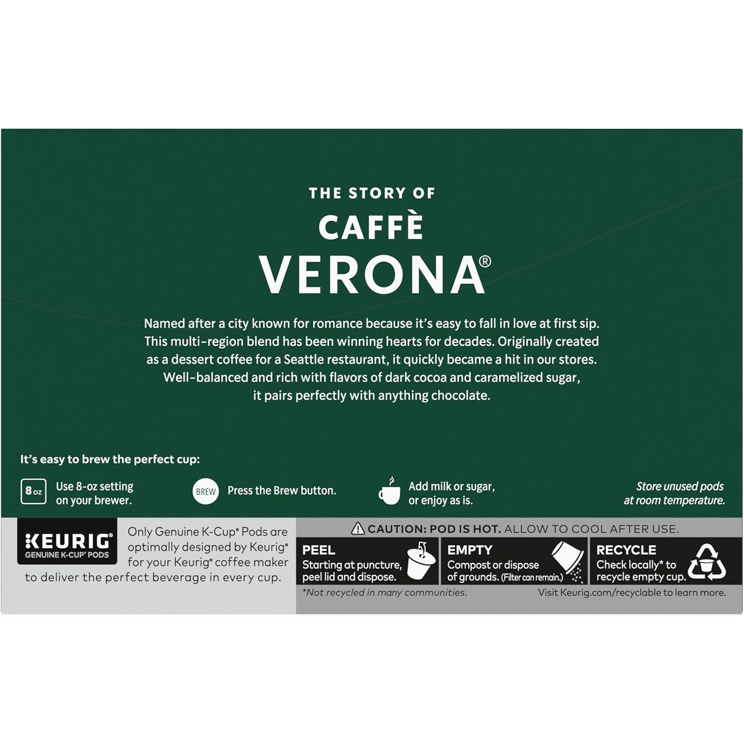 Starbucks K-Cup Coffee Pods - Dark Roast Caffè Verona for Hot or Iced Coffee | 60 Count