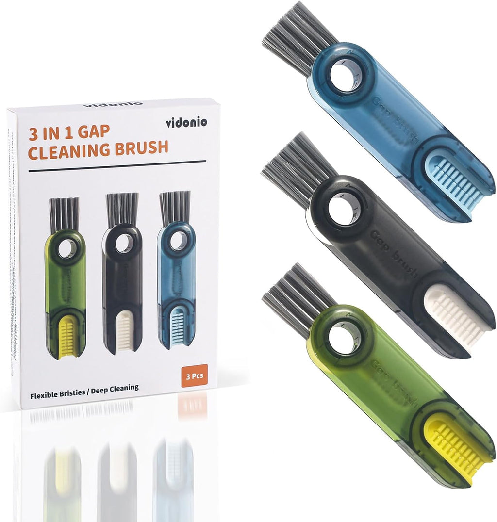 Skiennix 3-in-1 Cup Lid Gap Cleaning Brush Set - Multifunctional Silicone Bottle Cleaner | Kitchen Tool