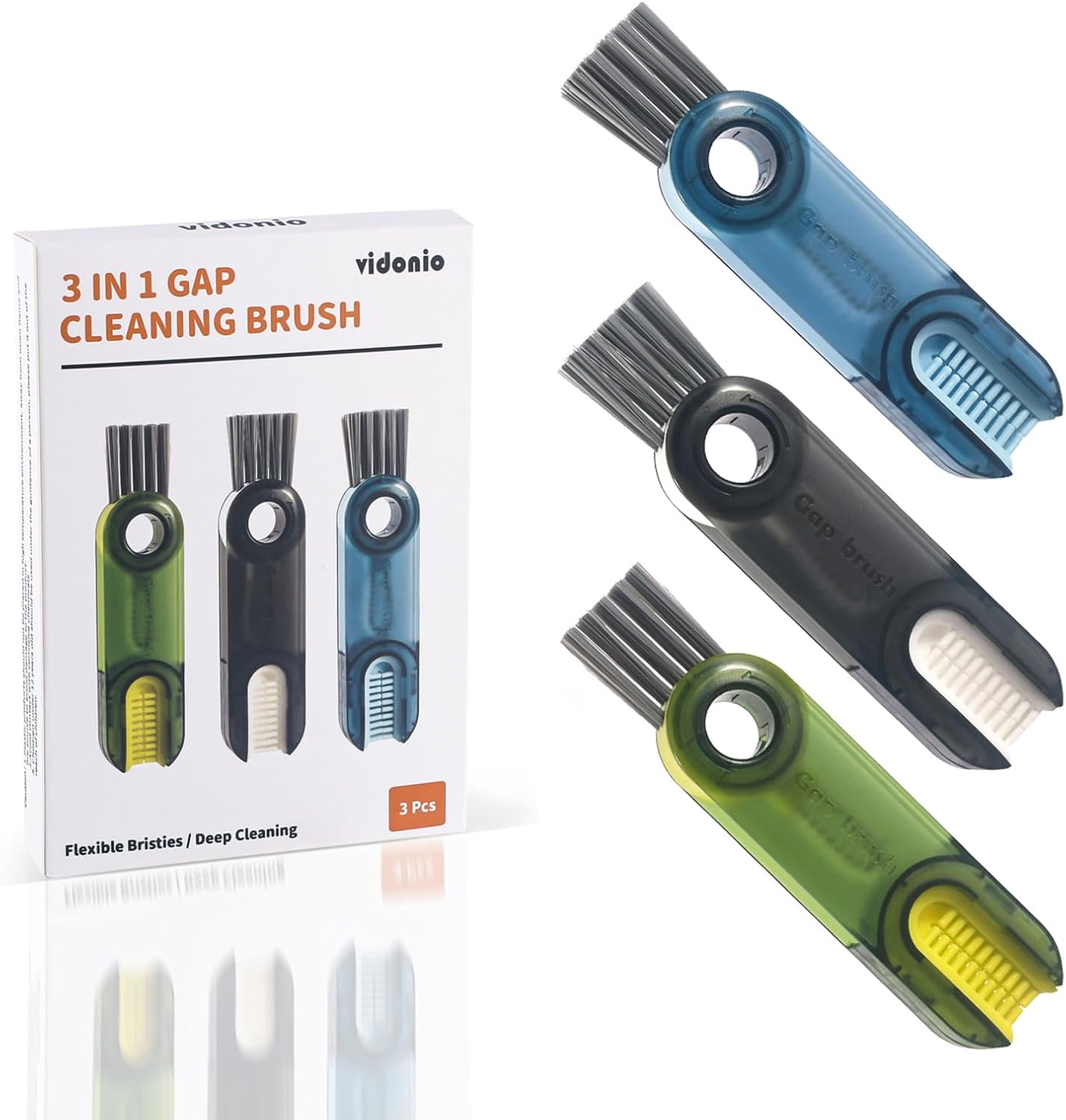 Skiennix 3-in-1 Cup Lid Gap Cleaning Brush Set - Multifunctional Silicone Bottle Cleaner | Kitchen Tool