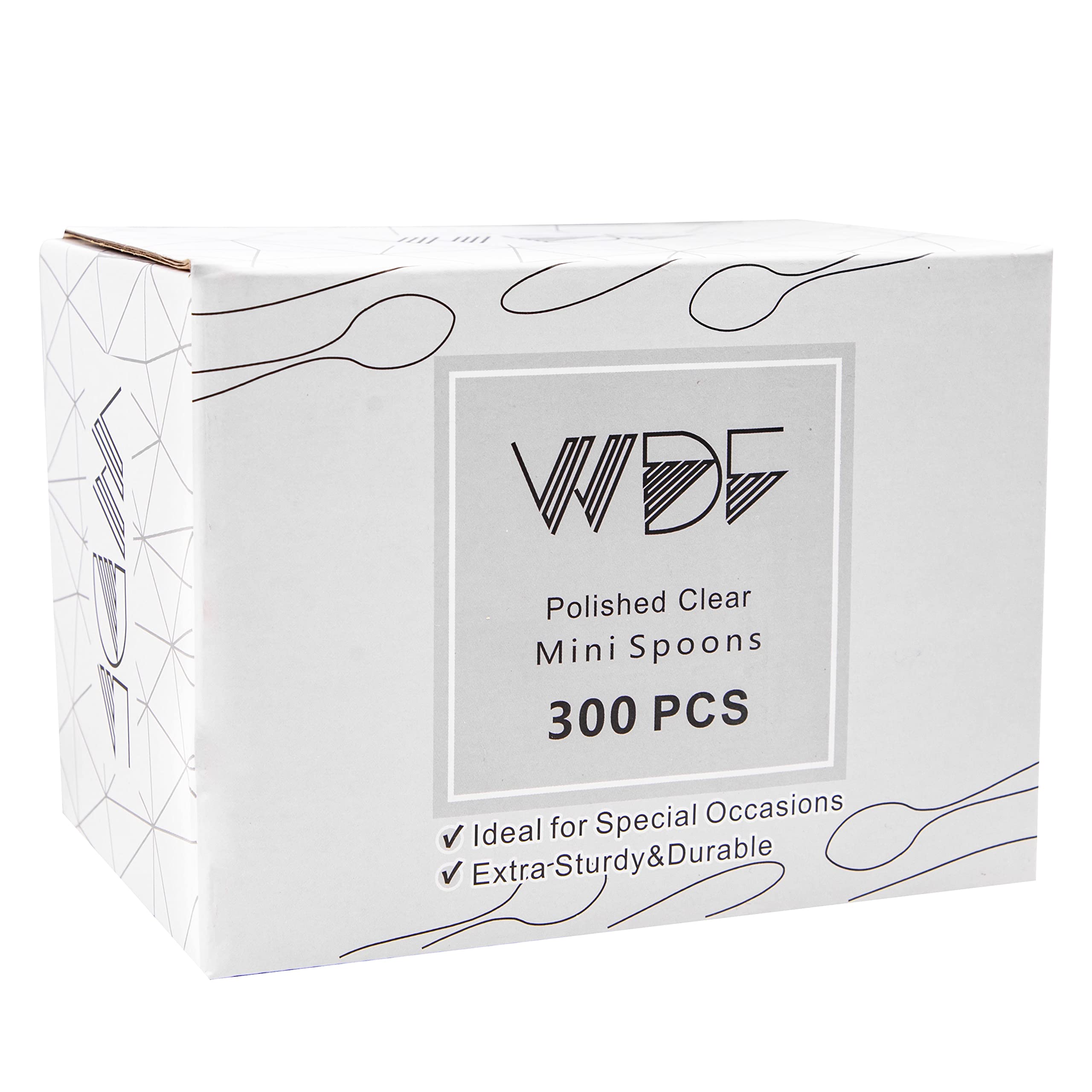 WDF 300 Pieces Clear Plastic Mini Spoons for Desserts 4 Inches Clear Plastic Spoons Heavy Duty Perfect for Cake, Desserts