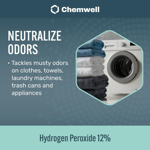 Chemwell 12% Hydrogen Peroxide - 4 Gallons (1 Gallon, 4 Pack) - Multi-Purpose Cleaner for Home, Kitchen, Bath, and Laundry - Made in USA - for Household Use
