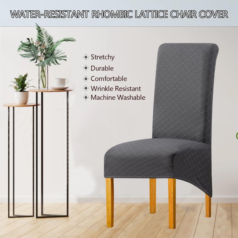 BOGUANG Waterproof XL/Oversized Dining Chair Cover, Parsons Chair Covers(Dark Grey, Set of 6(XL))