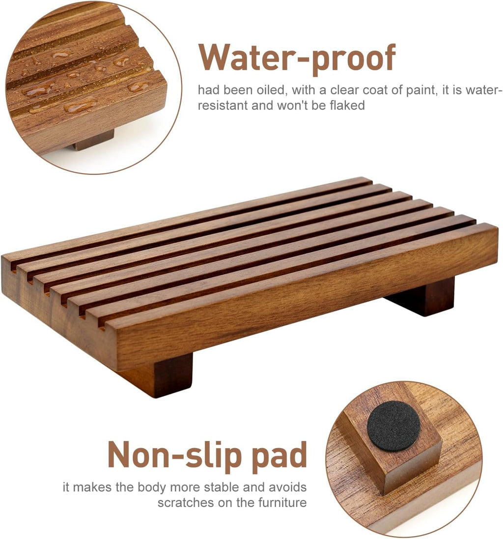 Acacia Wood Riser - Decorative Kitchen & Bathroom Sink Tray | Pedestal Stand for Soap & Sponge