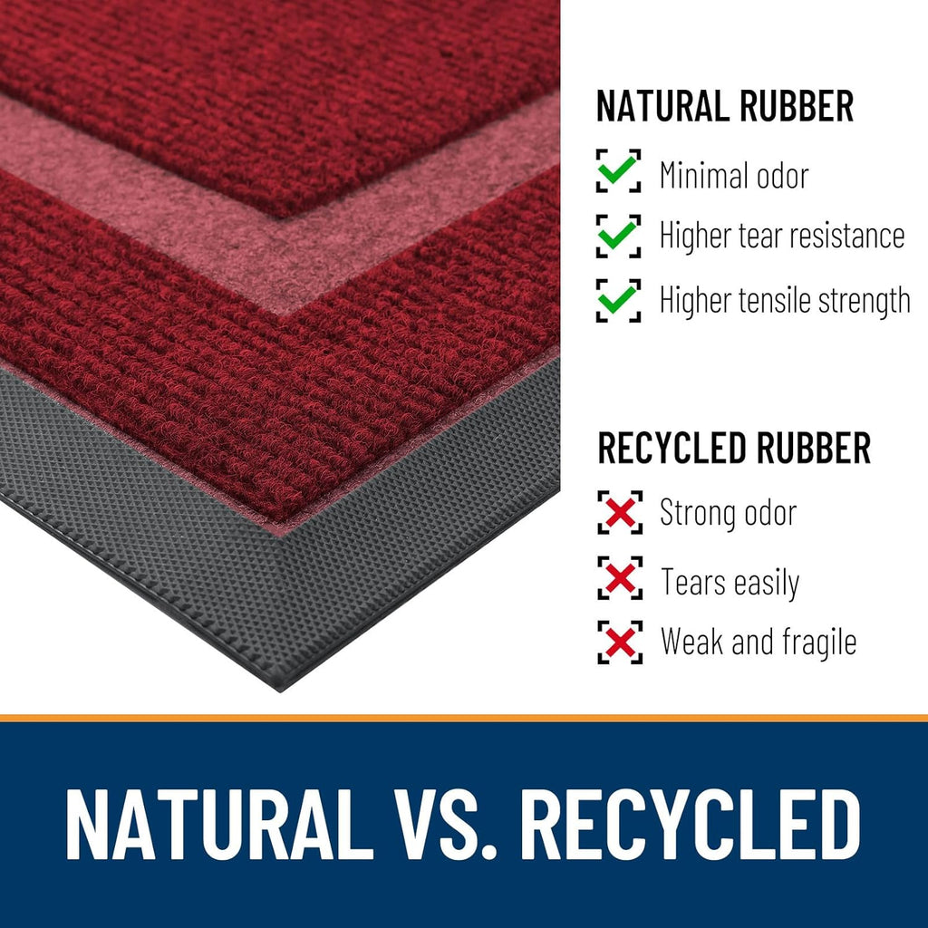 OLANLY Waterproof Front Door Mat - All-Season Indoor/Outdoor Doormat, Easy Clean, 33x21, Wine Red