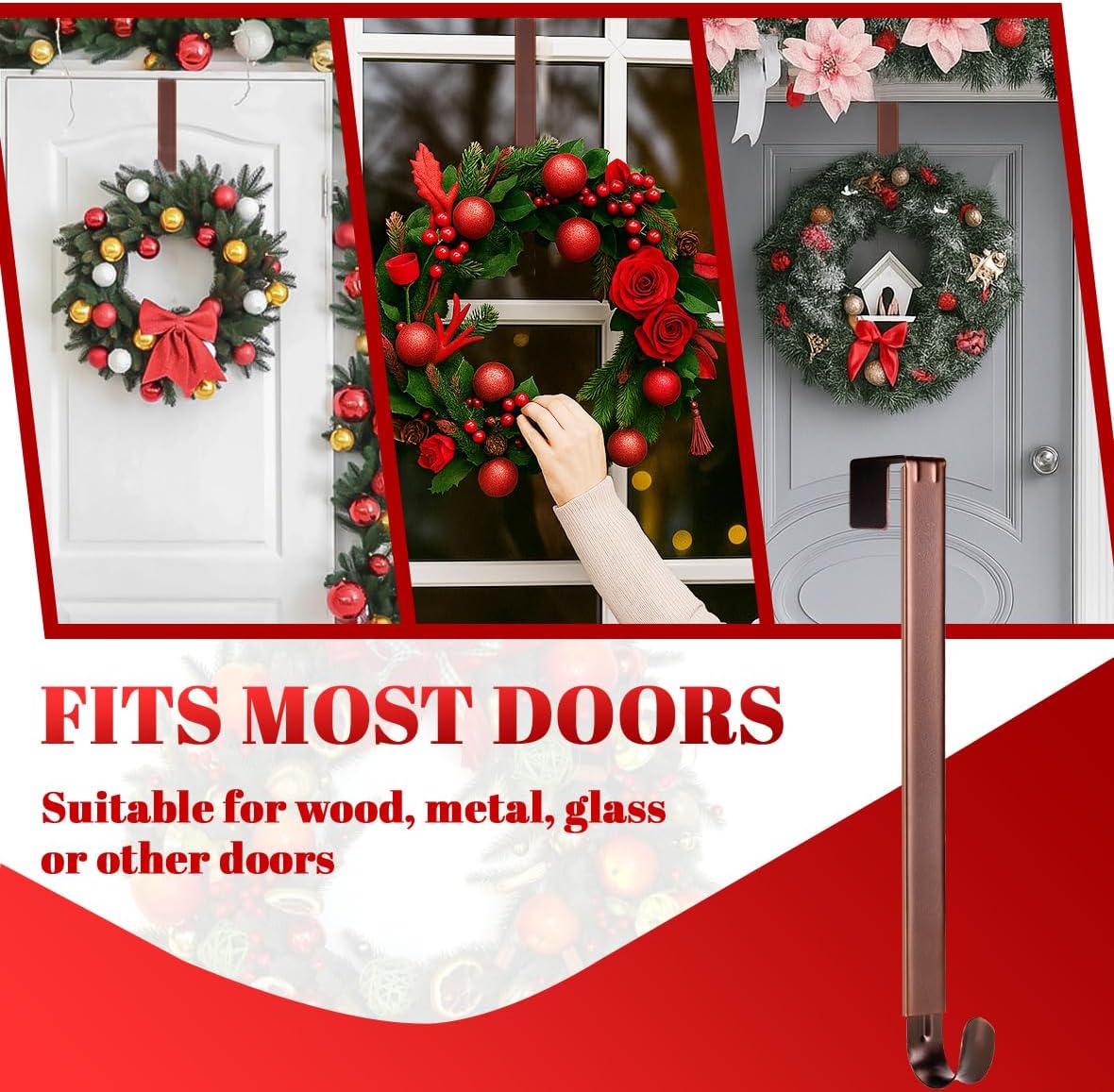 Skiennix Wreath Hanger - Adjustable Front Door Hook for Easy Display | Durable Design