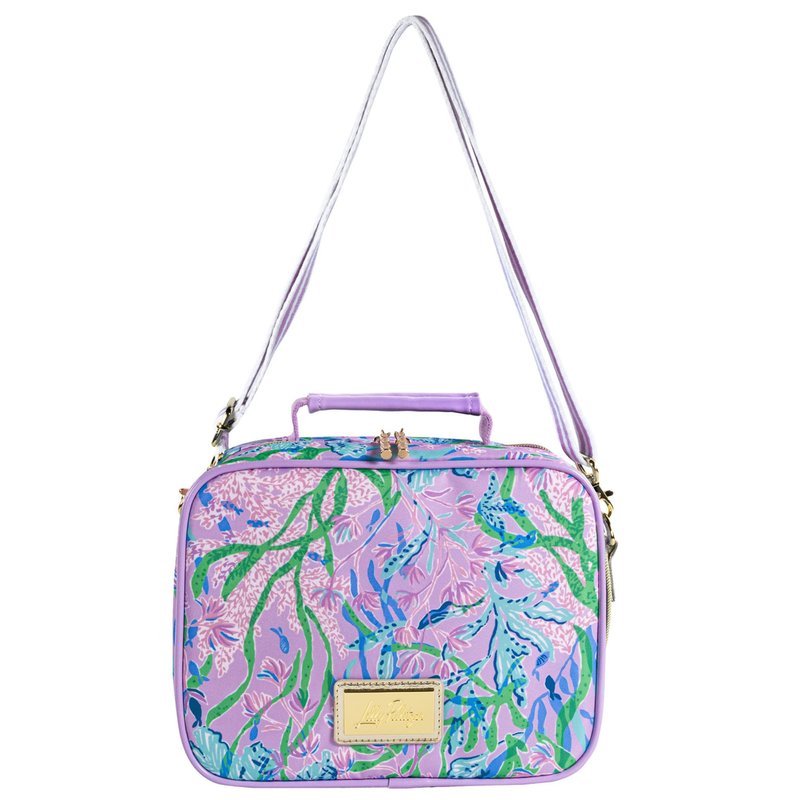Lilly Pulitzer Insulated Lunch Box for Women, Cute Lunch Cooler Bag with Adjustable/Removable Shoulder Strap, Secret Escape