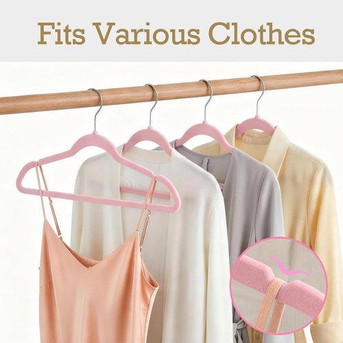 HOUSE DAY Velvet Hangers - 60 Pack Non-Slip Heavy Duty Clothes Hangers | Lt Pink Slim Space-Saving Design