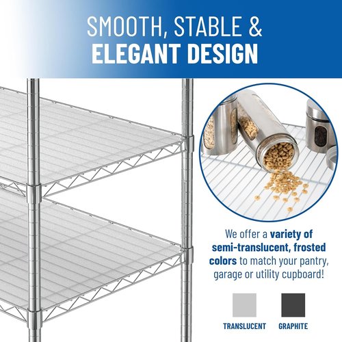 Sterling Shelf Liners for Wire Shelf System: Set of 5 in Graphite: 12 x 22 inch: Plastic Wire Shelving Mats