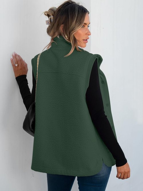 ANRABESS Women's Fleece Vest - Cozy Button-Down Sherpa Jacket with Pockets for Winter Wear
