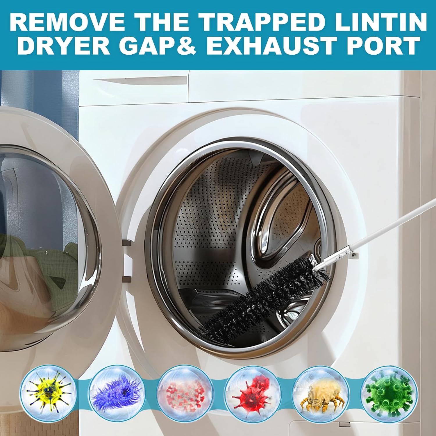 Sealegend Dryer Vent Cleaner Kit - 30 Feet Lint Remover with Upgraded Quick-Snap Brush & Drill Attachment