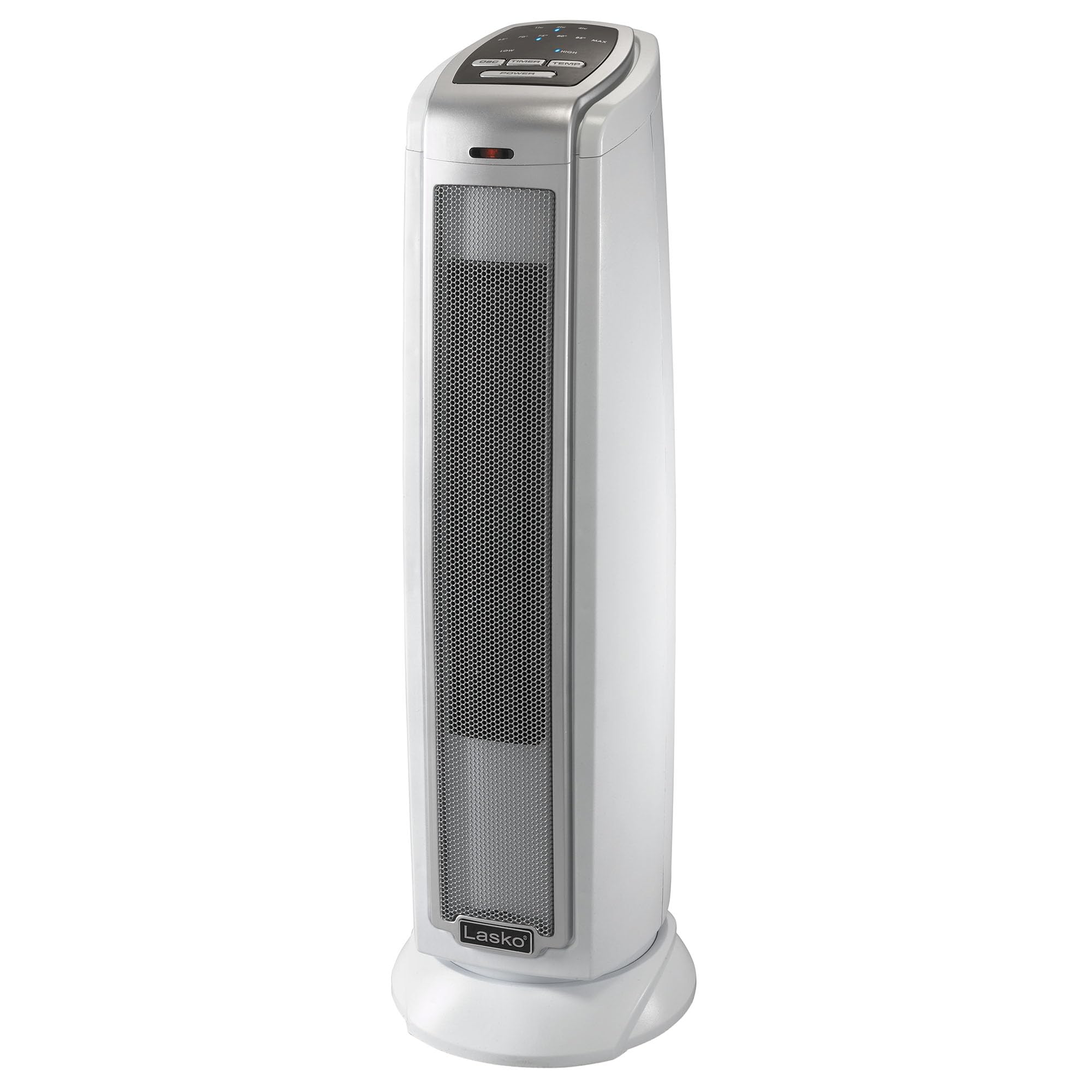 Lasko Oscillating Ceramic Tower Space Heater for Home with Overheat Protection, Timer, 22.5 Inches, Silver, 1500W, 5775