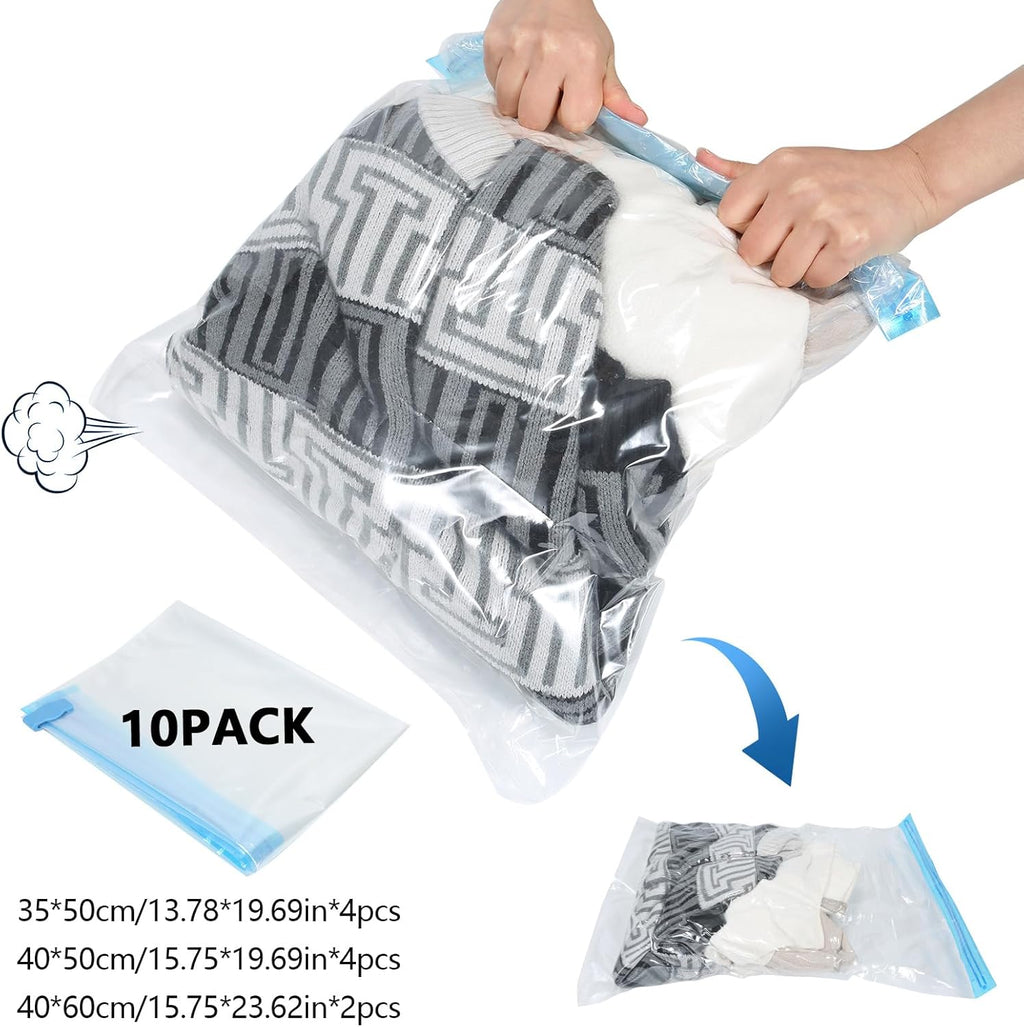 Skiennix Extra Large Heavy Duty Storage Bags Set - Waterproof Moving Totes with Handles | 6 Bags & 10 Vacuum Seal Bags for College Dorm, Travel, Camping