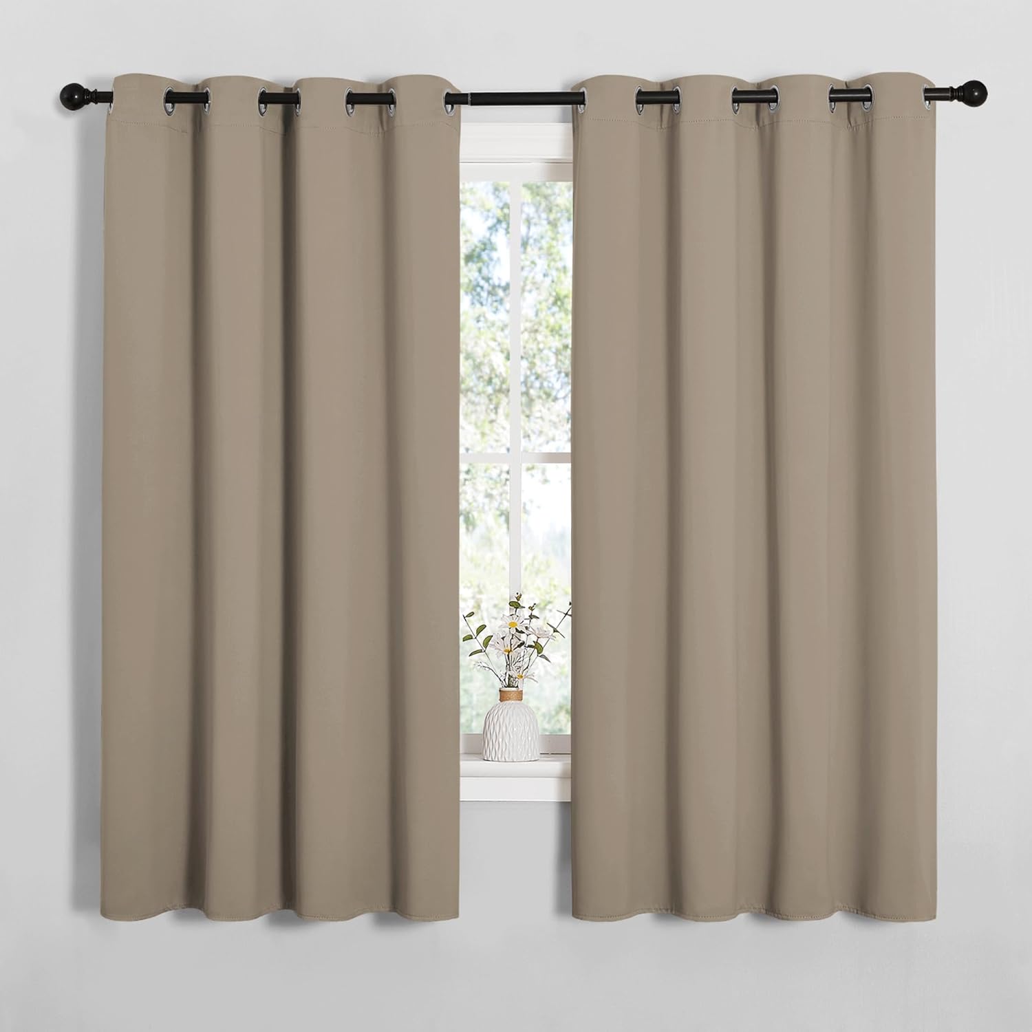 NICETOWN Blackout Curtain Panels - Thermal Insulated Draperies in Taupe | 55 x 68 Inches (1 Pair)