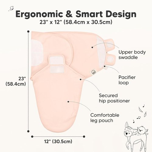 3-Pack Organic Baby Swaddle Sleep Sacks | Soft & Snug Swaddles for Newborns 0-3 Months (Angelic, OS)