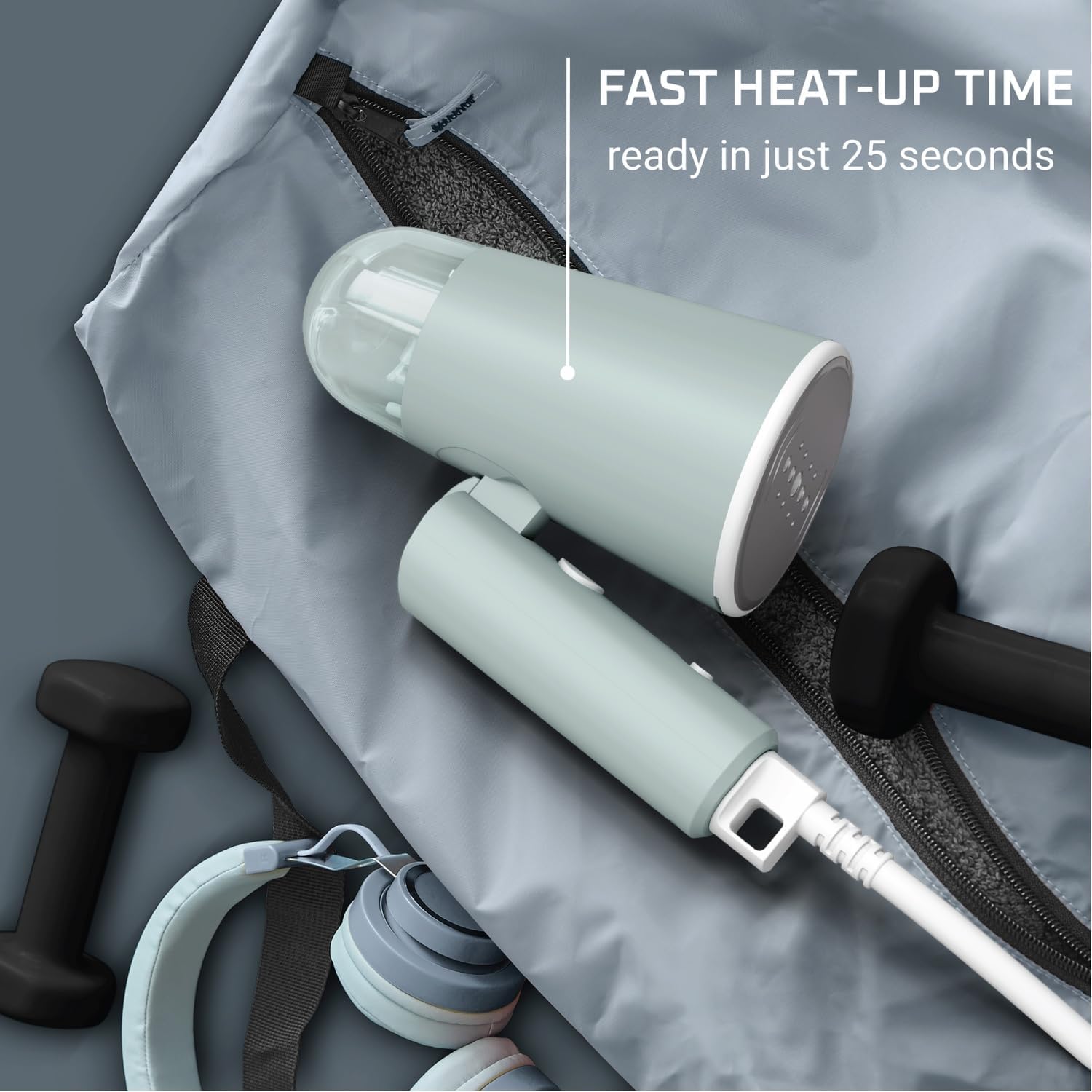 Rowenta Mini Travel Steamer - Portable Handheld Clothes Steamer, 1100 Watts, 2.3 Oz Tank, Green