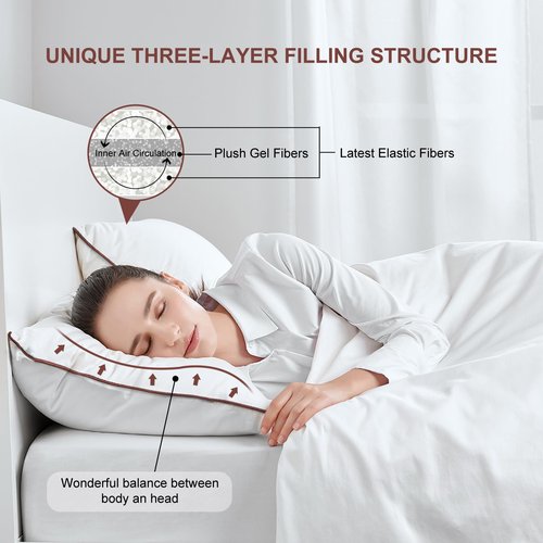 Subrcamos Luxury Comfort Set of 4 Queen Size Bed Pillows - Hypoallergenic Polyester Microfiber Material - Premium Sleep Support for Side, Back, and Stomach Sleepers - 18 x 28 inches, 45 cm x 70 cm